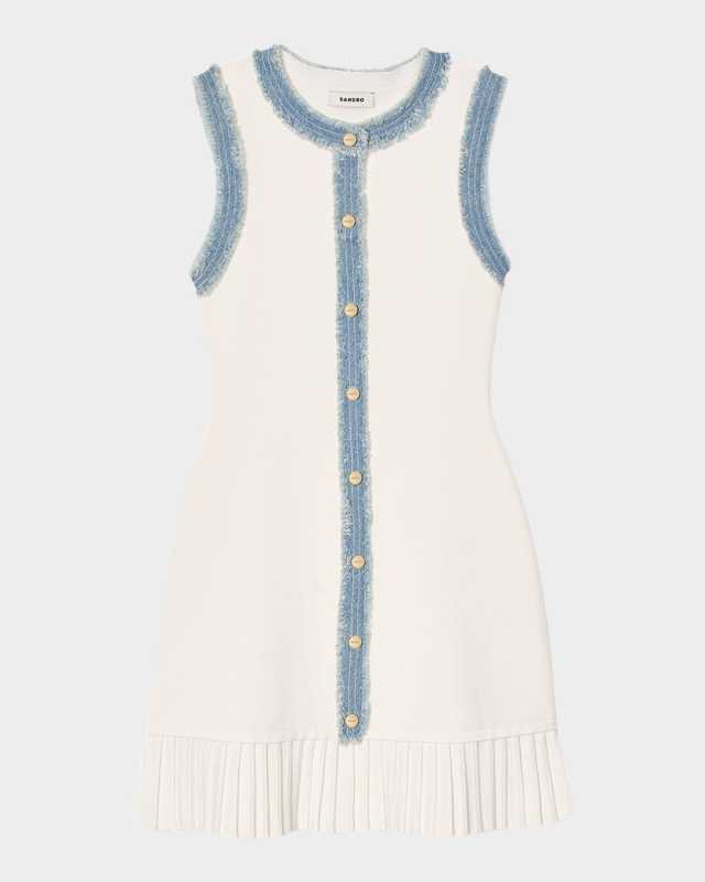 Acapulco Knit Denim-Trim Mini Dress